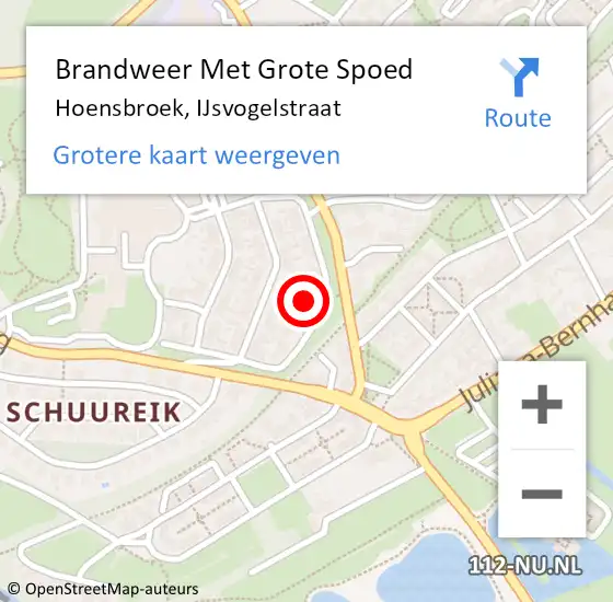 Locatie op kaart van de 112 melding: Brandweer Met Grote Spoed Naar Hoensbroek, IJsvogelstraat op 10 maart 2023 10:50