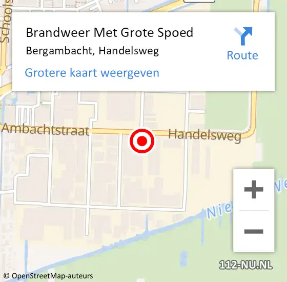 Locatie op kaart van de 112 melding: Brandweer Met Grote Spoed Naar Bergambacht, Handelsweg op 10 maart 2023 11:20