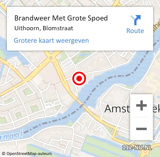 Locatie op kaart van de 112 melding: Brandweer Met Grote Spoed Naar Uithoorn, Blomstraat op 11 oktober 2013 20:49