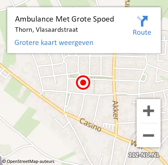Locatie op kaart van de 112 melding: Ambulance Met Grote Spoed Naar Thorn, Vlasaardstraat op 10 maart 2023 11:42