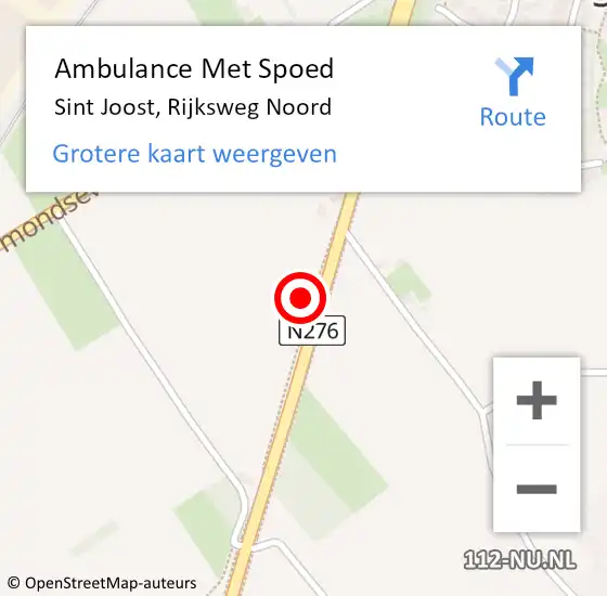 Locatie op kaart van de 112 melding: Ambulance Met Spoed Naar Sint Joost, Rijksweg Noord op 10 maart 2023 11:50