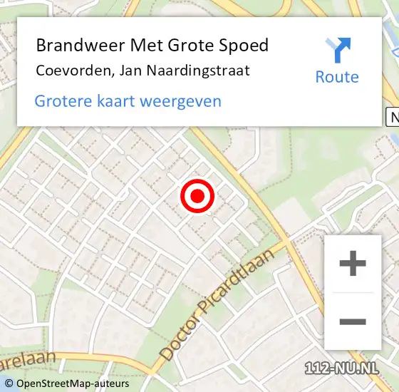 Locatie op kaart van de 112 melding: Brandweer Met Grote Spoed Naar Coevorden, Jan Naardingstraat op 10 maart 2023 11:59