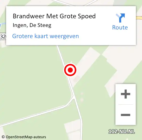 Locatie op kaart van de 112 melding: Brandweer Met Grote Spoed Naar Ingen, De Steeg op 10 maart 2023 12:01