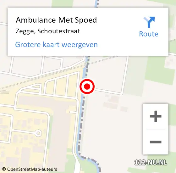 Locatie op kaart van de 112 melding: Ambulance Met Spoed Naar Zegge, Schoutestraat op 18 augustus 2014 13:00