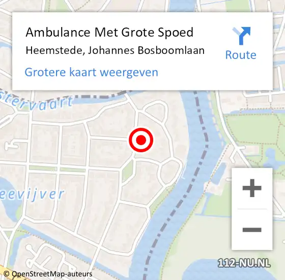 Locatie op kaart van de 112 melding: Ambulance Met Grote Spoed Naar Heemstede, Johannes Bosboomlaan op 10 maart 2023 12:09