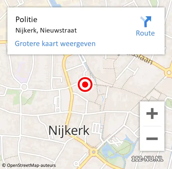 Locatie op kaart van de 112 melding: Politie Nijkerk, Nieuwstraat op 10 maart 2023 12:49