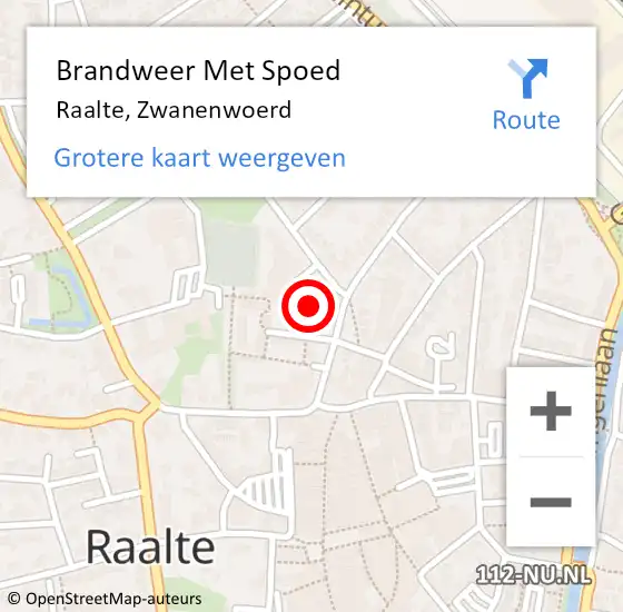 Locatie op kaart van de 112 melding: Brandweer Met Spoed Naar Raalte, Zwanenwoerd op 10 maart 2023 12:50