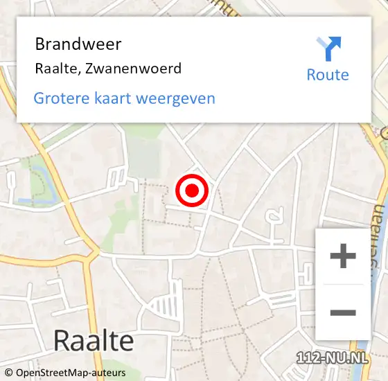 Locatie op kaart van de 112 melding: Brandweer Raalte, Zwanenwoerd op 10 maart 2023 12:51