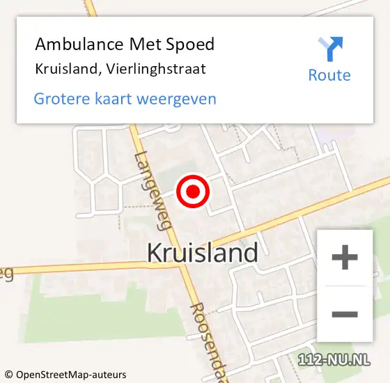 Locatie op kaart van de 112 melding: Ambulance Met Spoed Naar Kruisland, Vierlinghstraat op 18 augustus 2014 13:07