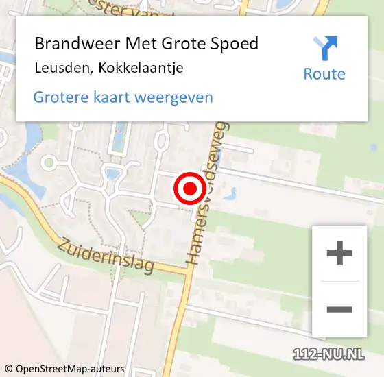 Locatie op kaart van de 112 melding: Brandweer Met Grote Spoed Naar Leusden, Kokkelaantje op 10 maart 2023 13:26