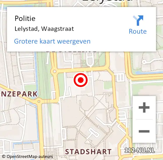 Locatie op kaart van de 112 melding: Politie Lelystad, Waagstraat op 10 maart 2023 13:49