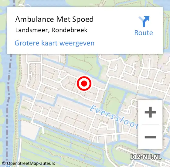 Locatie op kaart van de 112 melding: Ambulance Met Spoed Naar Landsmeer, Rondebreek op 10 maart 2023 14:07