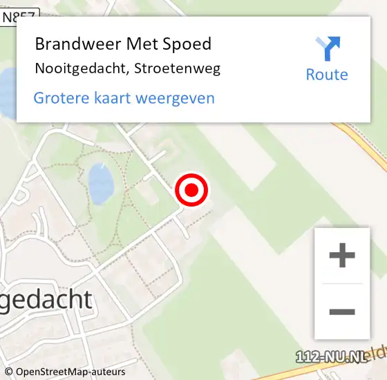 Locatie op kaart van de 112 melding: Brandweer Met Spoed Naar Nooitgedacht, Stroetenweg op 10 maart 2023 14:09