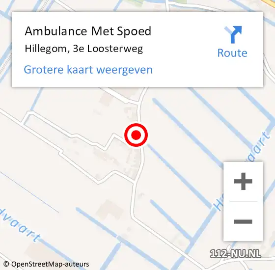 Locatie op kaart van de 112 melding: Ambulance Met Spoed Naar Hillegom, 3e Loosterweg op 10 maart 2023 14:11