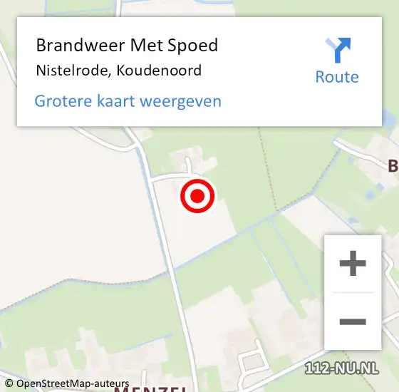 Locatie op kaart van de 112 melding: Brandweer Met Spoed Naar Nistelrode, Koudenoord op 10 maart 2023 14:15