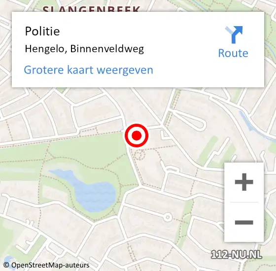 Locatie op kaart van de 112 melding: Politie Hengelo, Binnenveldweg op 10 maart 2023 14:23