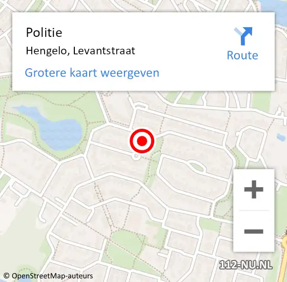 Locatie op kaart van de 112 melding: Politie Hengelo, Levantstraat op 10 maart 2023 14:26