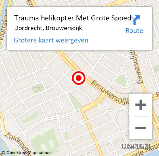Locatie op kaart van de 112 melding: Trauma helikopter Met Grote Spoed Naar Dordrecht, Brouwersdijk op 10 maart 2023 14:28