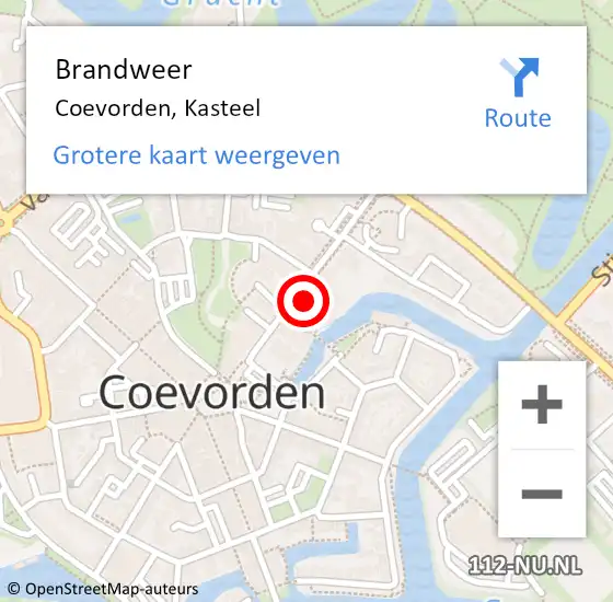 Locatie op kaart van de 112 melding: Brandweer Coevorden, Kasteel op 10 maart 2023 14:44