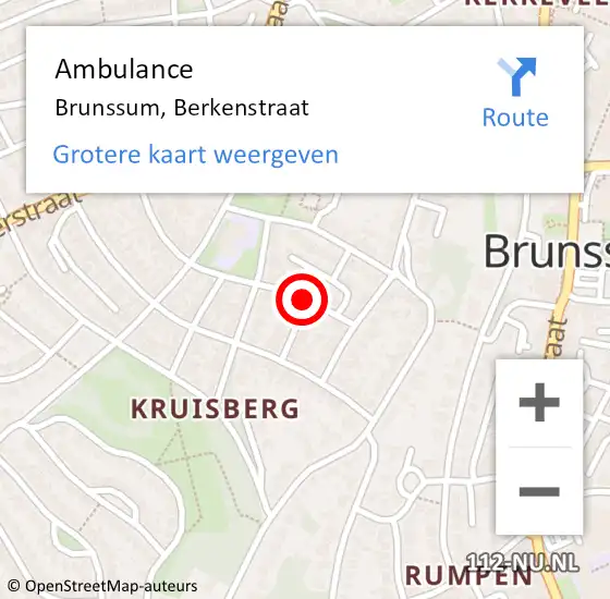 Locatie op kaart van de 112 melding: Ambulance Brunssum, Berkenstraat op 18 augustus 2014 13:18