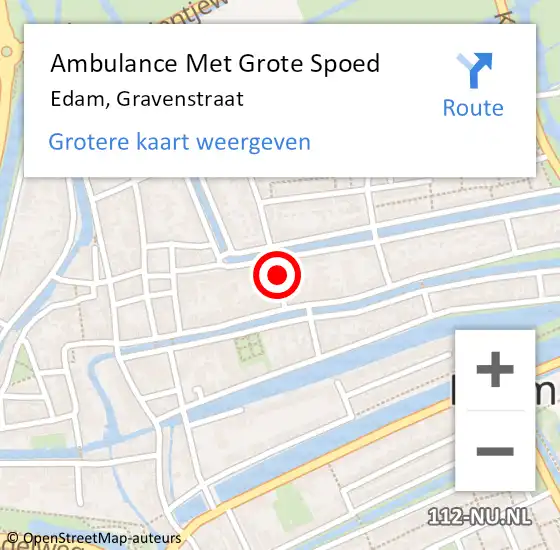 Locatie op kaart van de 112 melding: Ambulance Met Grote Spoed Naar Edam, Gravenstraat op 10 maart 2023 15:01