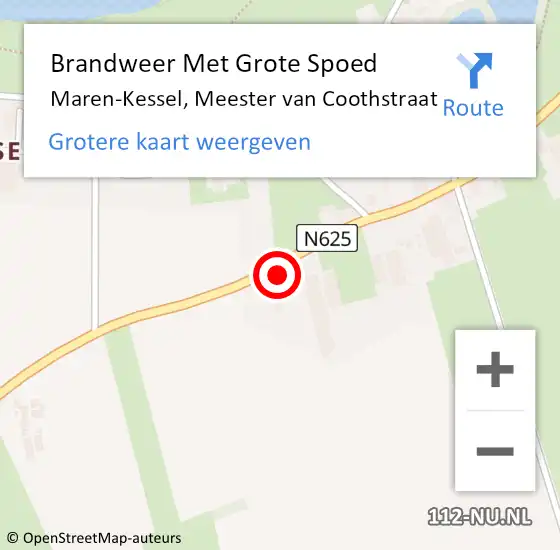Locatie op kaart van de 112 melding: Brandweer Met Grote Spoed Naar Maren-Kessel, Meester van Coothstraat op 10 maart 2023 15:09