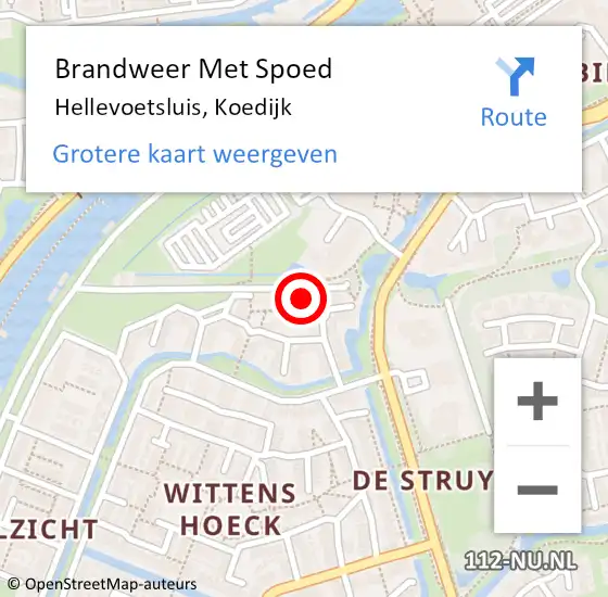 Locatie op kaart van de 112 melding: Brandweer Met Spoed Naar Hellevoetsluis, Koedijk op 10 maart 2023 15:26