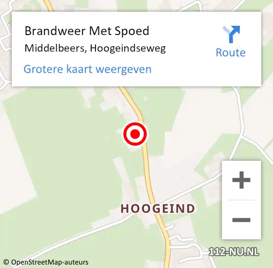 Locatie op kaart van de 112 melding: Brandweer Met Spoed Naar Middelbeers, Hoogeindseweg op 10 maart 2023 15:39