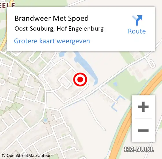 Locatie op kaart van de 112 melding: Brandweer Met Spoed Naar Oost-Souburg, Hof Engelenburg op 10 maart 2023 15:41