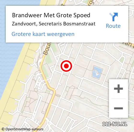 Locatie op kaart van de 112 melding: Brandweer Met Grote Spoed Naar Zandvoort, Secretaris Bosmanstraat op 10 maart 2023 15:56