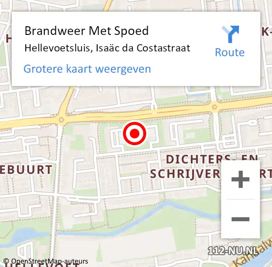 Locatie op kaart van de 112 melding: Brandweer Met Spoed Naar Hellevoetsluis, Isaäc da Costastraat op 10 maart 2023 16:11