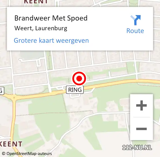 Locatie op kaart van de 112 melding: Brandweer Met Spoed Naar Weert, Laurenburg op 10 maart 2023 16:29