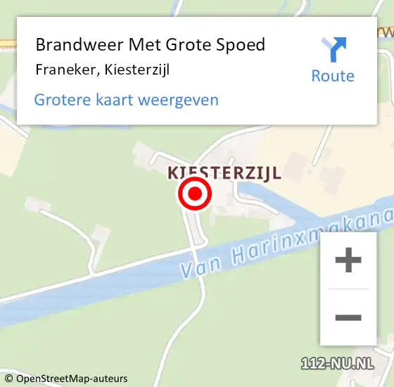 Locatie op kaart van de 112 melding: Brandweer Met Grote Spoed Naar Franeker, Kiesterzijl op 10 maart 2023 16:40