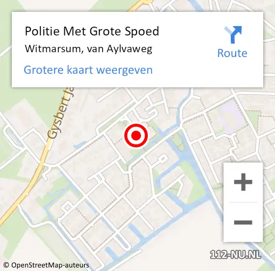Locatie op kaart van de 112 melding: Politie Met Grote Spoed Naar Witmarsum, van Aylvaweg op 10 maart 2023 16:46
