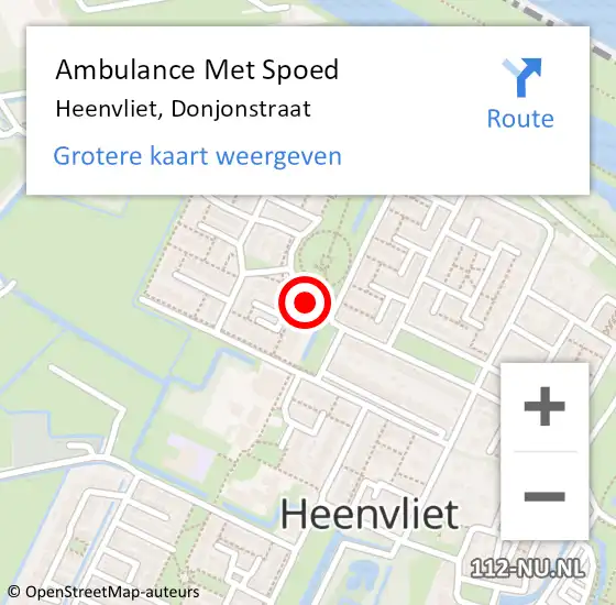 Locatie op kaart van de 112 melding: Ambulance Met Spoed Naar Heenvliet, Donjonstraat op 10 maart 2023 16:52