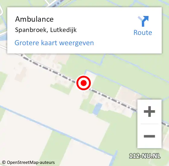 Locatie op kaart van de 112 melding: Ambulance Spanbroek, Lutkedijk op 10 maart 2023 16:53