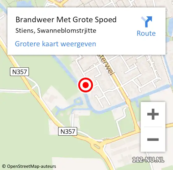 Locatie op kaart van de 112 melding: Brandweer Met Grote Spoed Naar Stiens, Swanneblomstrjitte op 10 maart 2023 17:09