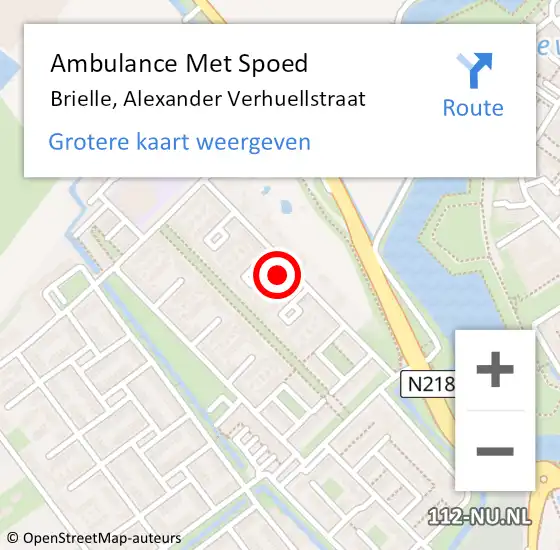 Locatie op kaart van de 112 melding: Ambulance Met Spoed Naar Brielle, Alexander Verhuellstraat op 10 maart 2023 17:13