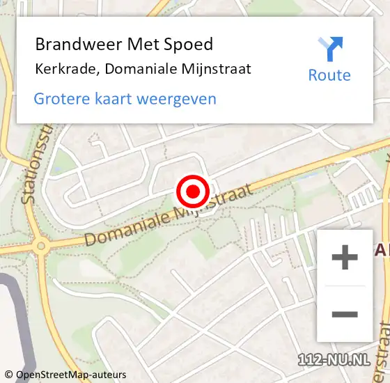 Locatie op kaart van de 112 melding: Brandweer Met Spoed Naar Kerkrade, Domaniale Mijnstraat op 10 maart 2023 17:19