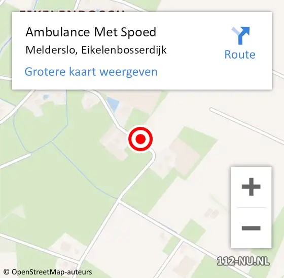 Locatie op kaart van de 112 melding: Ambulance Met Spoed Naar Melderslo, Eikelenbosserdijk op 11 oktober 2013 20:54