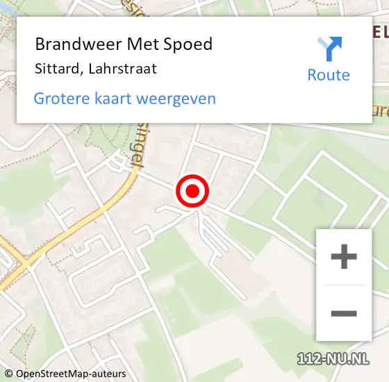 Locatie op kaart van de 112 melding: Brandweer Met Spoed Naar Sittard, Lahrstraat op 10 maart 2023 17:24