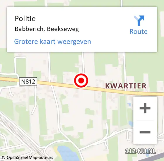 Locatie op kaart van de 112 melding: Politie Babberich, Beekseweg op 10 maart 2023 17:36