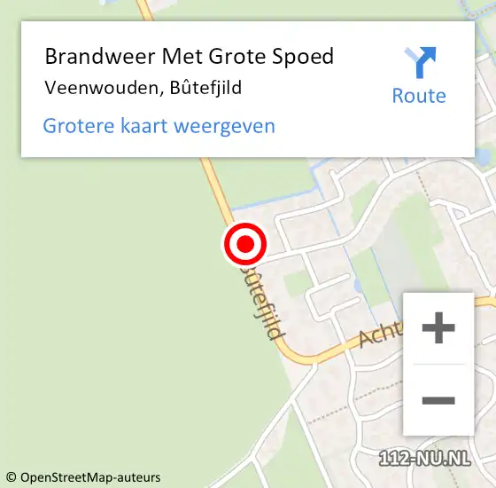 Locatie op kaart van de 112 melding: Brandweer Met Grote Spoed Naar Veenwouden, Bûtefjild op 10 maart 2023 17:43