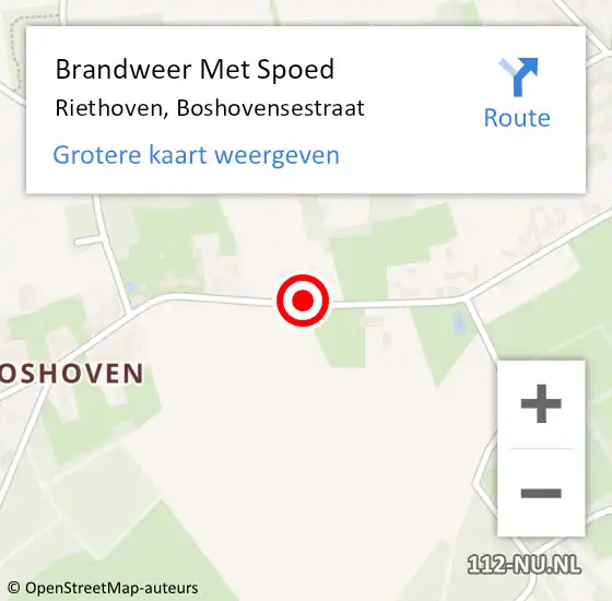 Locatie op kaart van de 112 melding: Brandweer Met Spoed Naar Riethoven, Boshovensestraat op 10 maart 2023 17:48