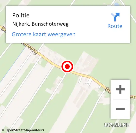 Locatie op kaart van de 112 melding: Politie Nijkerk, Bunschoterweg op 10 maart 2023 17:48
