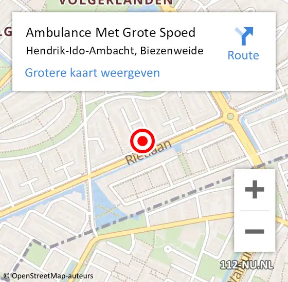 Locatie op kaart van de 112 melding: Ambulance Met Grote Spoed Naar Hendrik-Ido-Ambacht, Biezenweide op 10 maart 2023 17:52