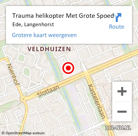 Locatie op kaart van de 112 melding: Trauma helikopter Met Grote Spoed Naar Ede, Langenhorst op 10 maart 2023 18:02