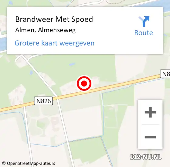 Locatie op kaart van de 112 melding: Brandweer Met Spoed Naar Almen, Almenseweg op 10 maart 2023 18:03