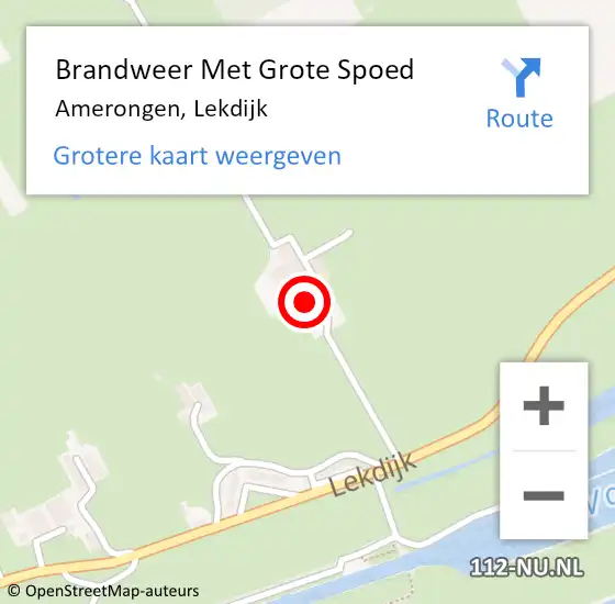 Locatie op kaart van de 112 melding: Brandweer Met Grote Spoed Naar Amerongen, Lekdijk op 18 augustus 2014 13:41