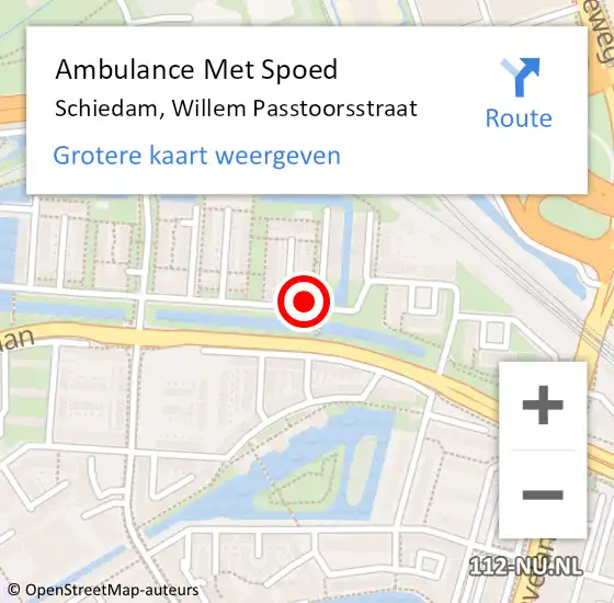 Locatie op kaart van de 112 melding: Ambulance Met Spoed Naar Schiedam, Willem Passtoorsstraat op 10 maart 2023 18:21